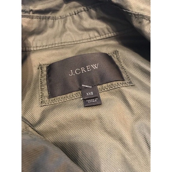 J Crew Olive Green Black Coated Military Utility Cinch Jacket Sz XXS Oversized - Picture 13 of 15